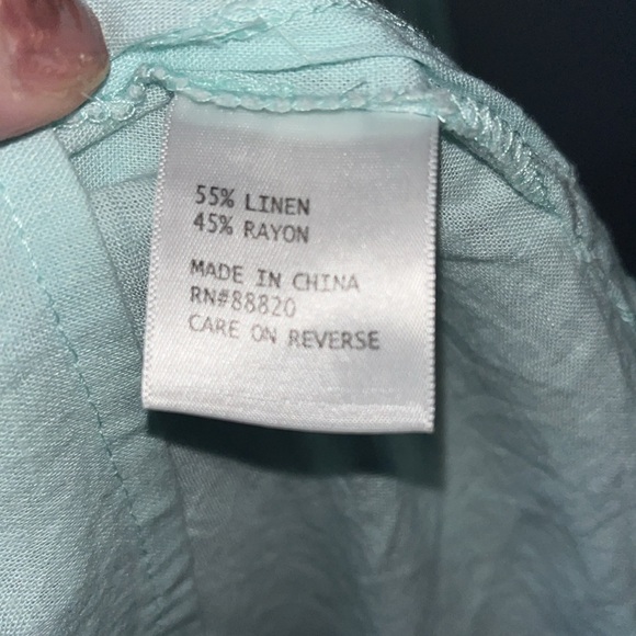- Soiree linen rayon mint green tunic style v neck embroidered top size 2X - Picture 4 of 6